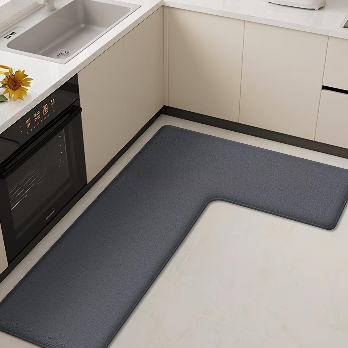 Coral Fleece Floor Mat L-shaped Kitchen Rug Stain-resistant And Easy To Care For