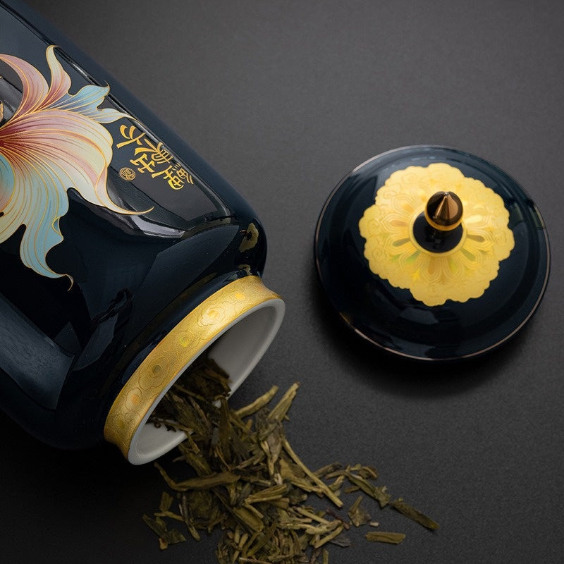 Chinese-style Retro Tea Canister With Carp Design Sealed Container