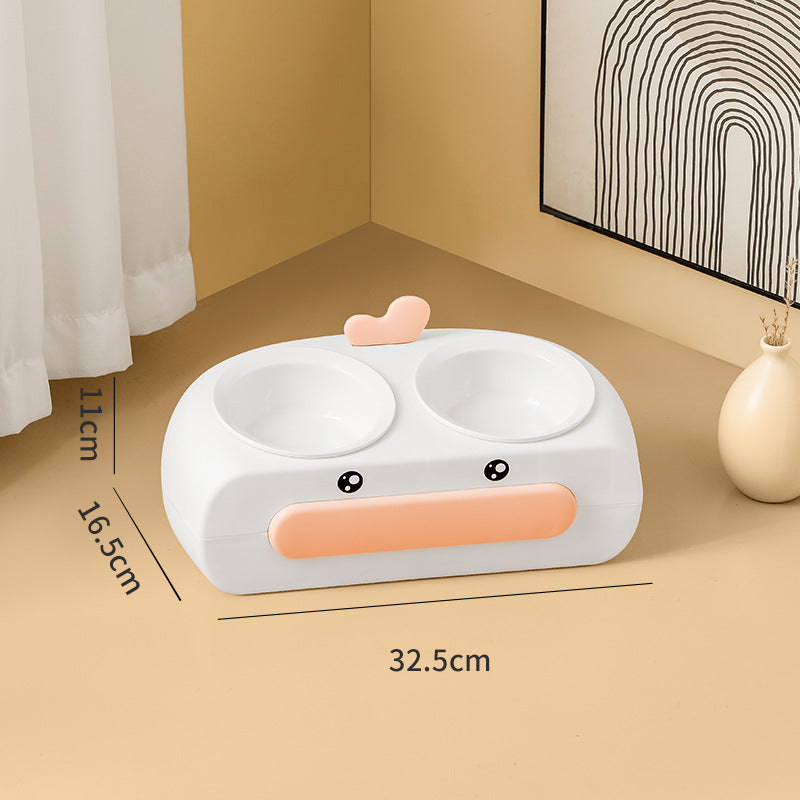 Leak-proof Food Grade Plastic Bowl Mouth Wet-proof Neck Protection Drinking Water Feeding Integrated Cat Bowl