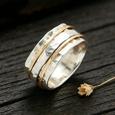 New Two-tone Vintage Minimalist Multi-layer Ring