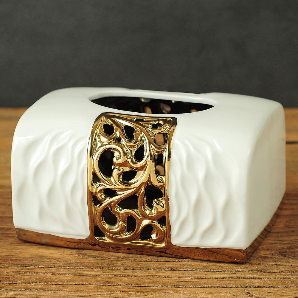 Chinese-style Ceramic Tissue Box For Home Use