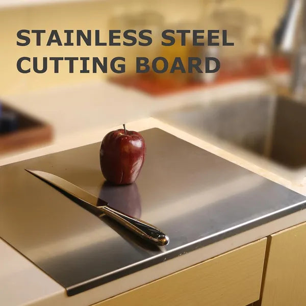 Stainless Steel Cutting Board For Kitchen - Large 304 Chopping Boards With Lid And Non-Slip Pad For Countertop, Suitable For Meat Vegetables Bread And Baking,Kitchen Accessories,