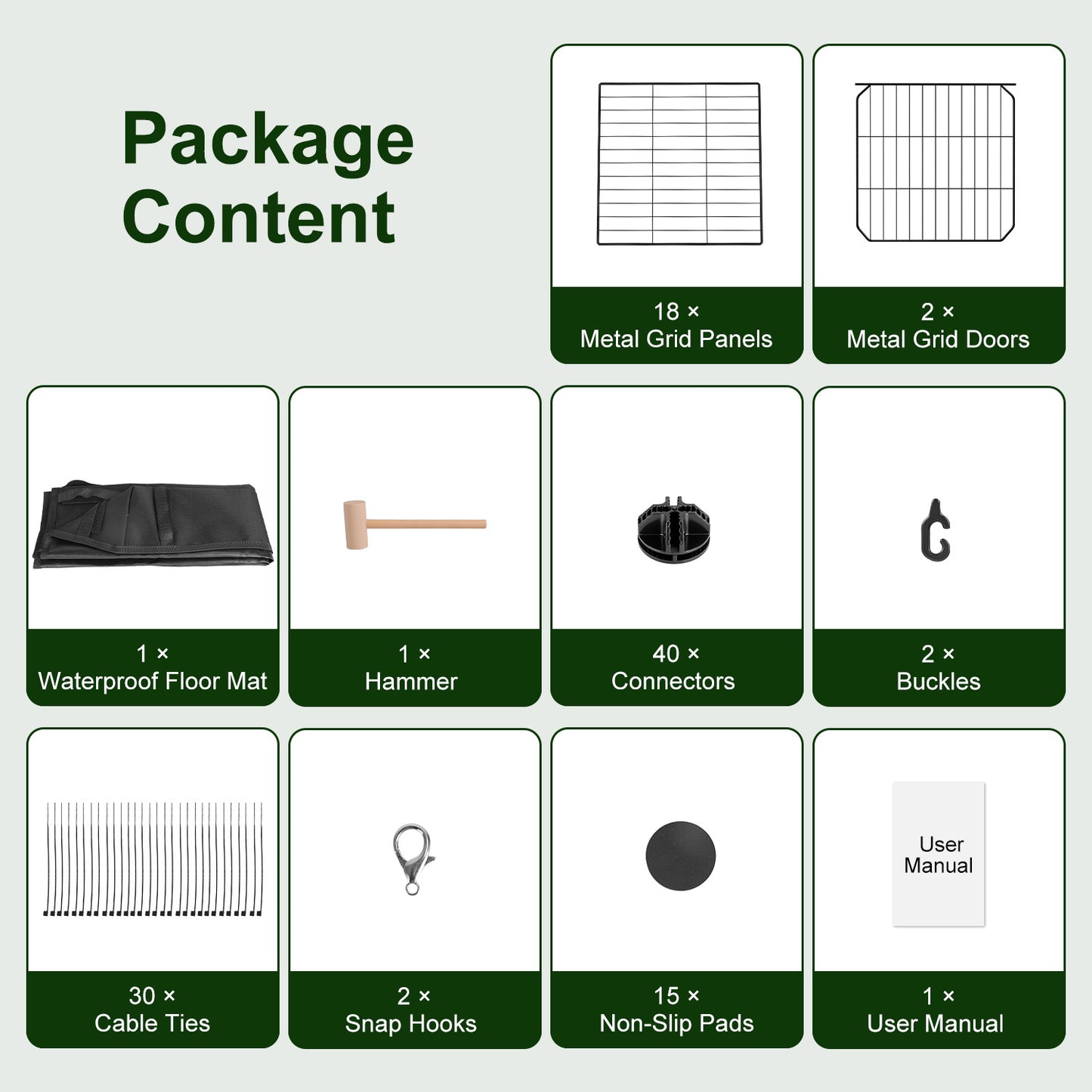 47x24x12IN Guinea Pig Cage Small Animal Playpen DIY Metal Pet Enclosure With 20 Panels Waterproof Floor Mat For Hedgehogs Chickens Ducklings Rabbits Hamsters
