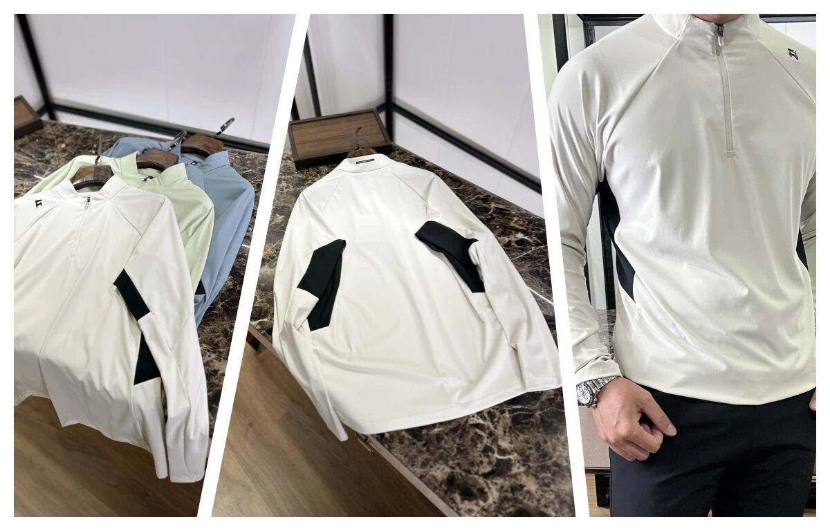 Men's Half Zip Stand Collar Long Sleeve T-Shirt Quick Dry Breathable Color Block Athletic Top With Side Pockets UPF Sun Protection Outdoor Running Hiking Cycling Gym Performance Pullover