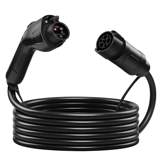 EV Charger Extension Cable, 40Amp 21 Ft J1772 Extension Cord Compatible With 120V-240V SAE J1772 Electric Vehicle Chargers, Level 1/Level 2 IP66 Heavy Duty Car Charging Cable With Carrying Bag