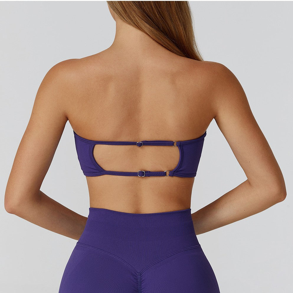 One Piece Tube Top Yoga Bra Hollow-out Beauty Back Running Sports Bra