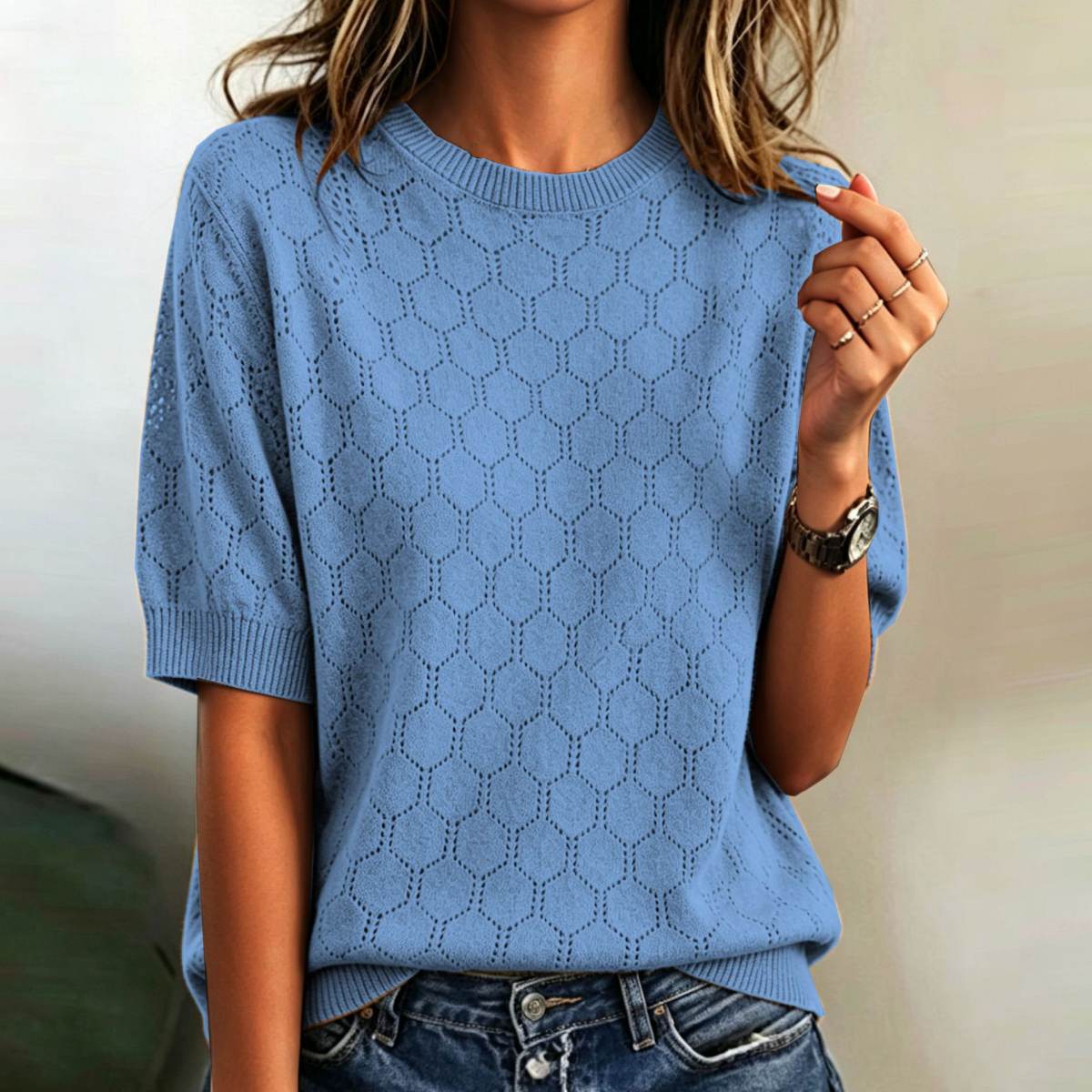 Springautumn Crew-neck Short-sleeve Hollow-out Womens Sweater Best-selling Style