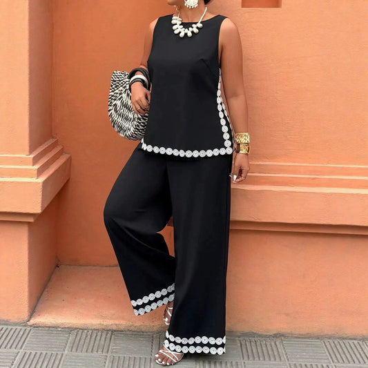 Womens Fashion Casual Wide-leg Pants Set