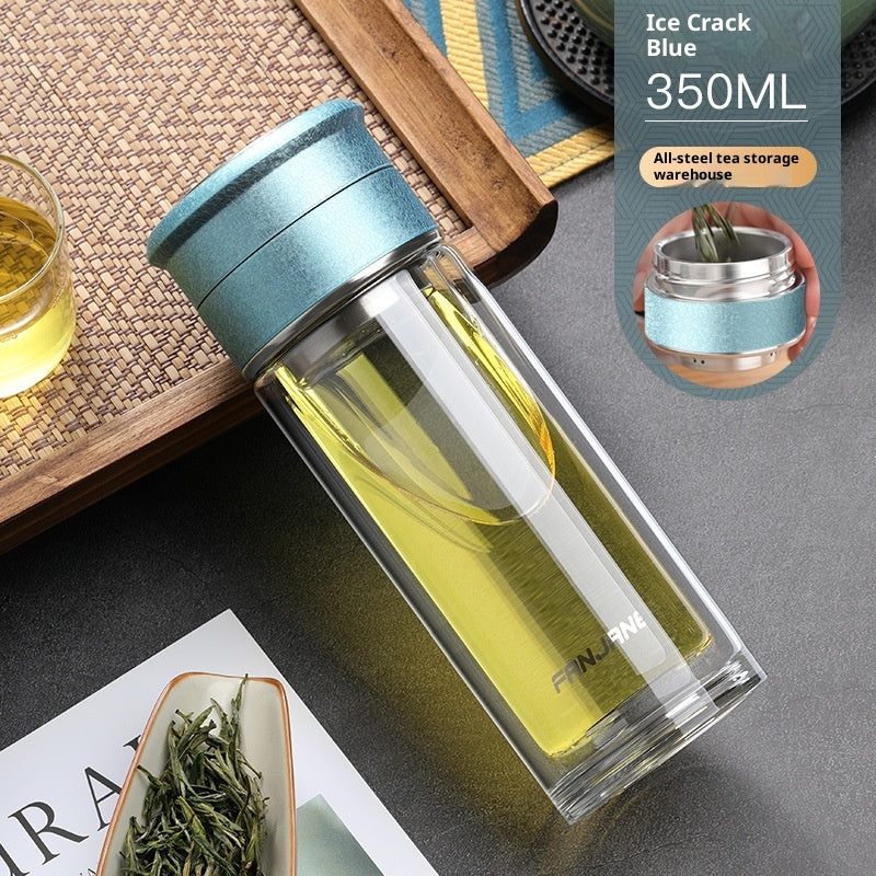 Chinese Character Simplificationcomplication Tea-water Separation Glass Cup Double-layer Teacup Pass