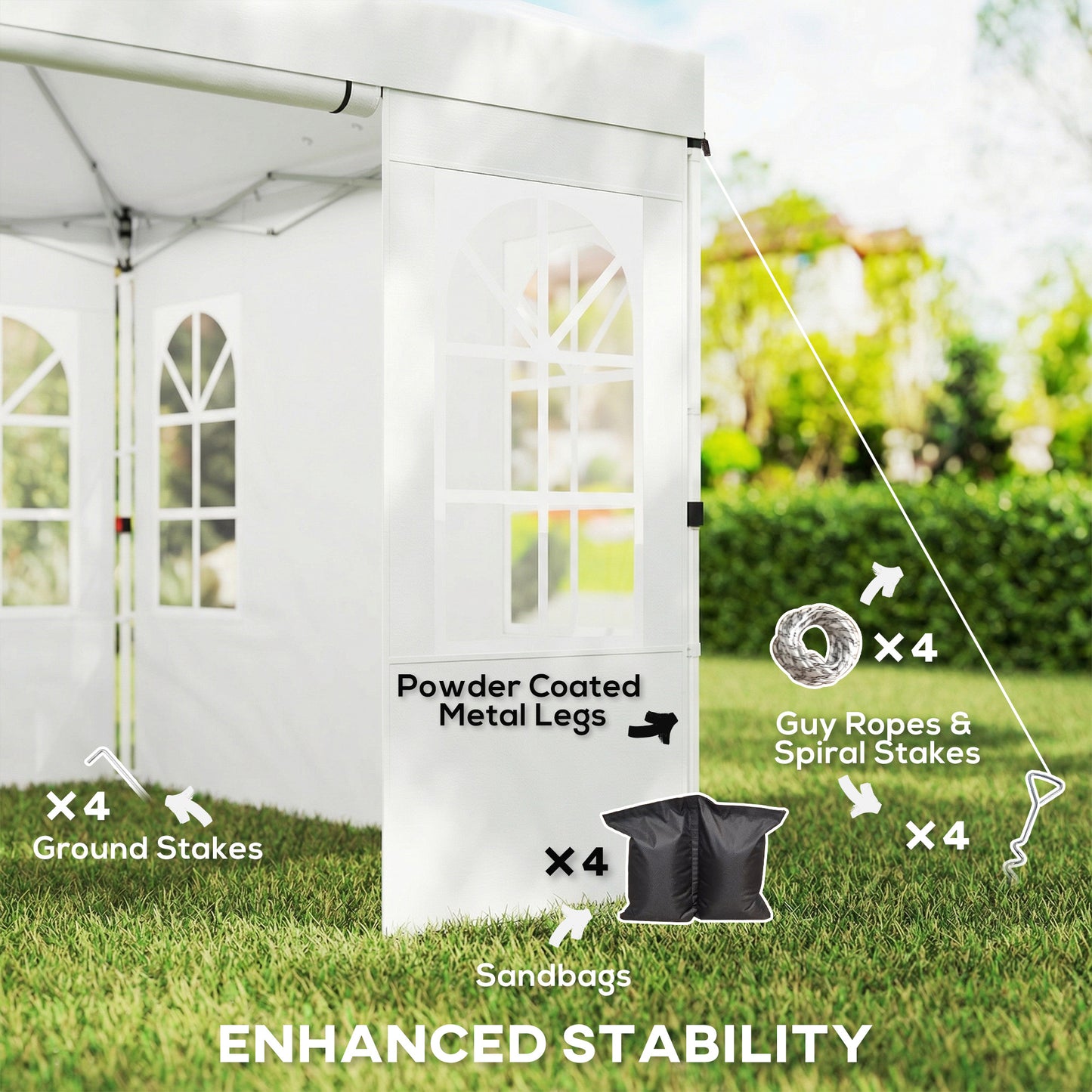 9.6 x 9.6 ft Pop Up Canopy Tent with Sidewalls, One Push Setup, UPF50+ Portable Instant Canopy Shelter, White