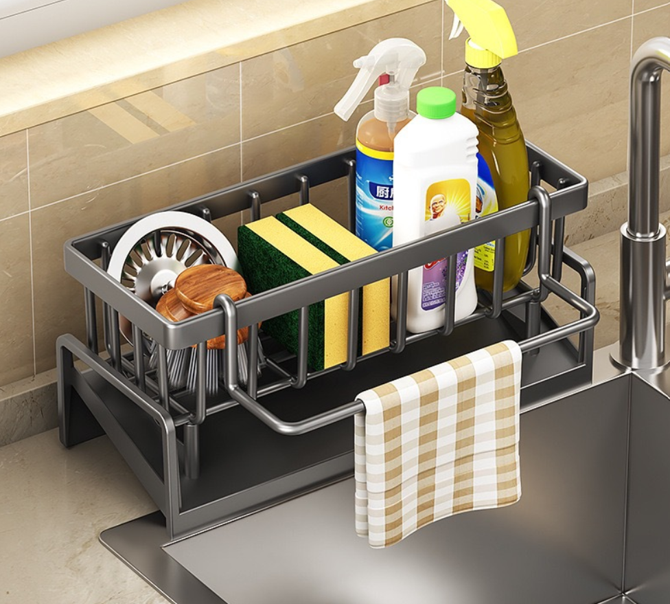 Cross-border Kitchen Sponge Rack, Draining Rack, Detergent Sorting, Multi-functional Rag Rack, Countertop Storage And Shelving Rack