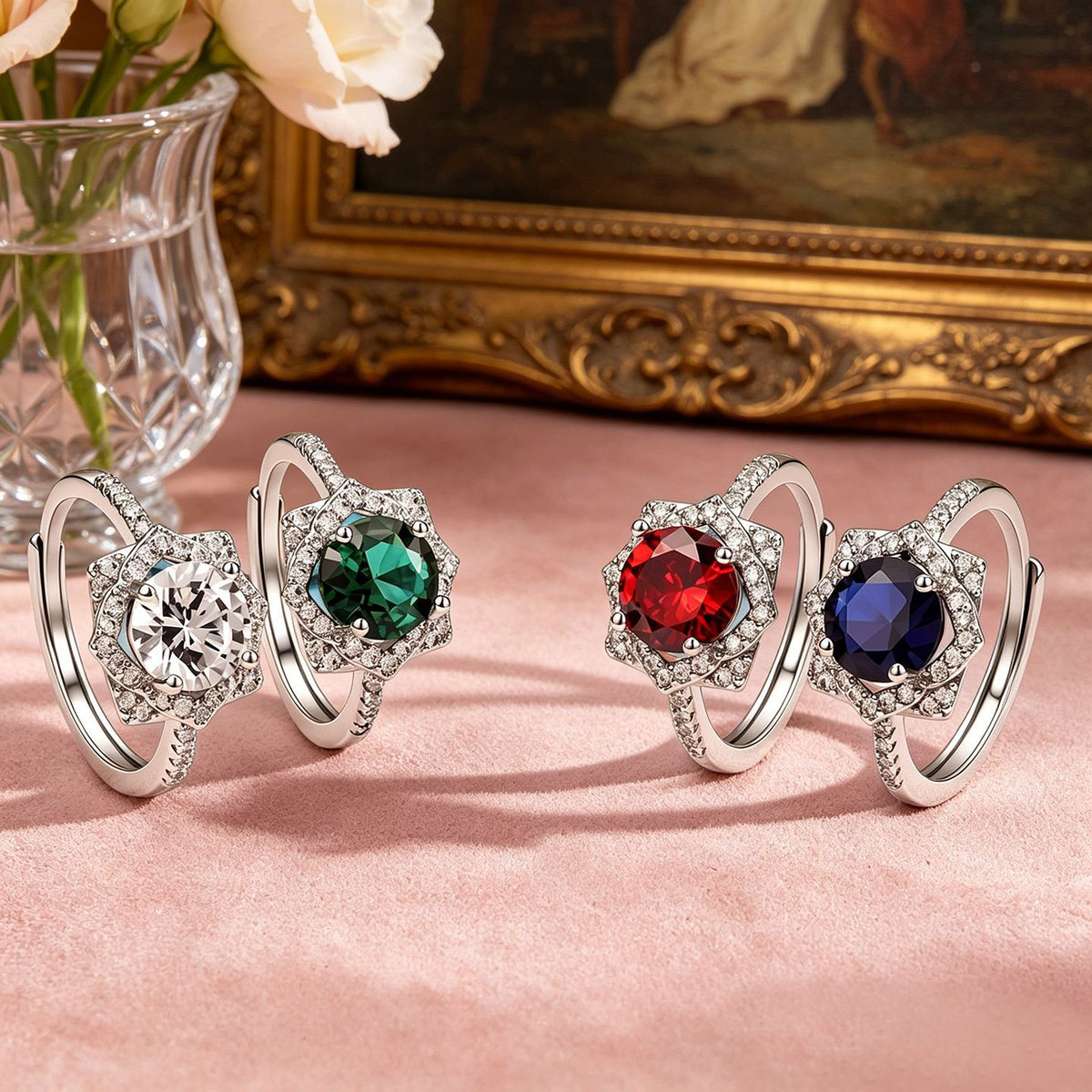 Unique Bohemian Style Japanese-Korean Fashion Colorful Gemstone Open Ring For Women, Romantic Design, Perfect Gift For Girlfriend On Holidays