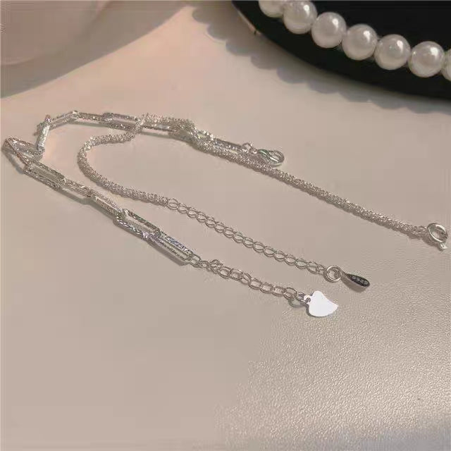 1 Set 999 Sterling Silver Double-Layer Stackable Bracelet, Minimalist Style, Perfect For Daily Wear And Valentine's Gift
