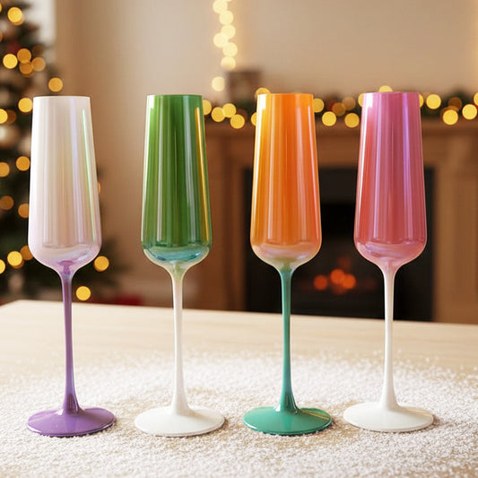 French Style Stemmed Glass Champagne Flute - Elegant Sparkling Wine Sweet Dessert Cocktail Glass for Home Bar Party