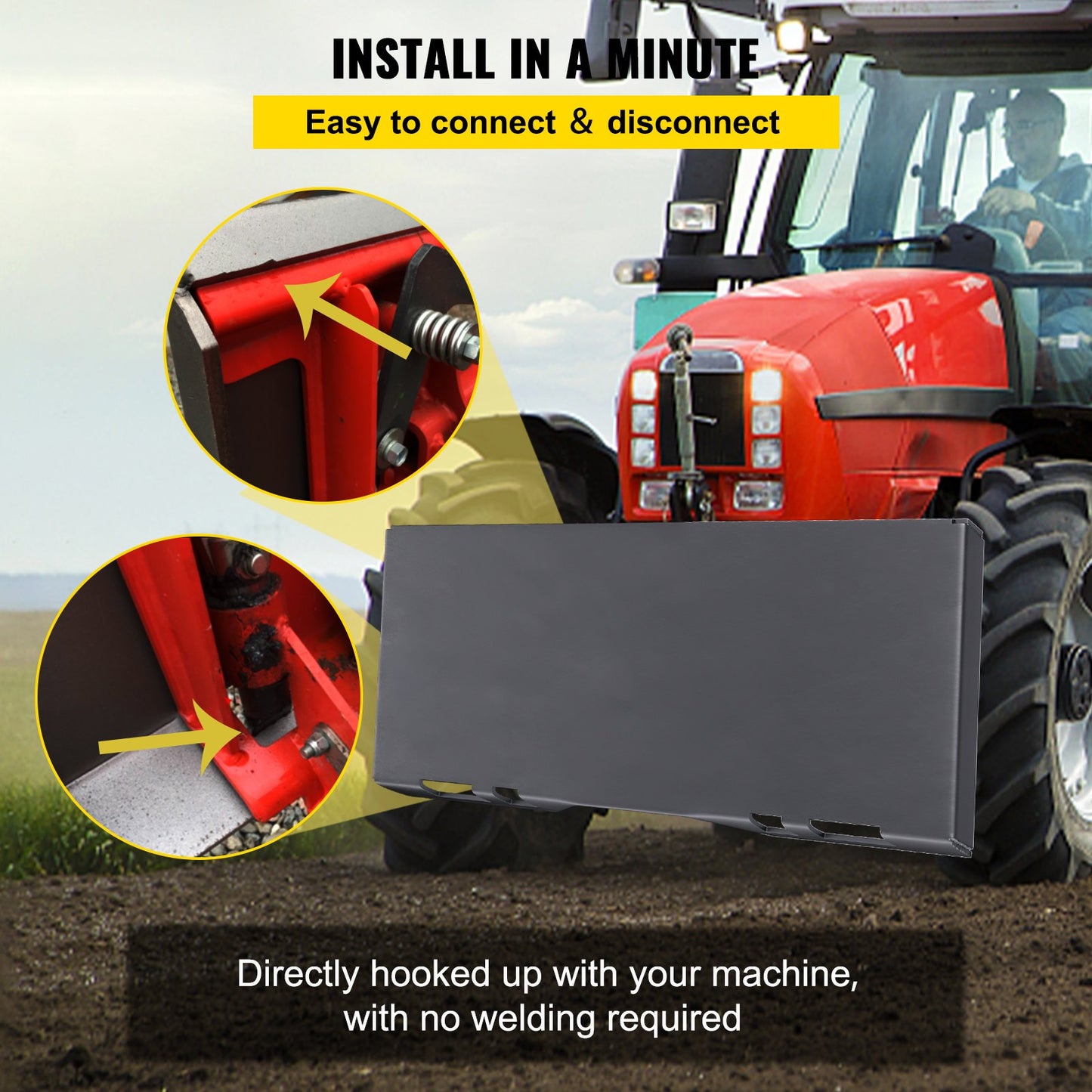 Skid Steer Mount Plate Thick Skid Steer Attachment Plate Steel Quick Attachment Loader Plate With 3 Additional Welding Rods Easy To Weld Or Bolt To Different Accessories