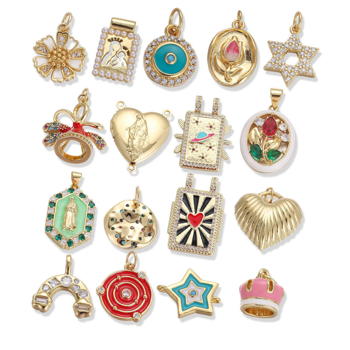 Love Drop Oil Pendant Micro-inlaid Diy Bracelet Necklace Accessories