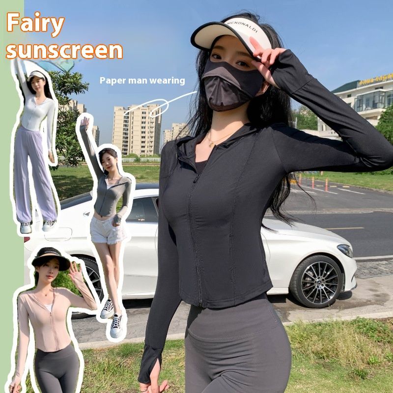 Nylon Raw Yarn Ice Silk Cool Yoga Coat Slim Sun Protection Clothing