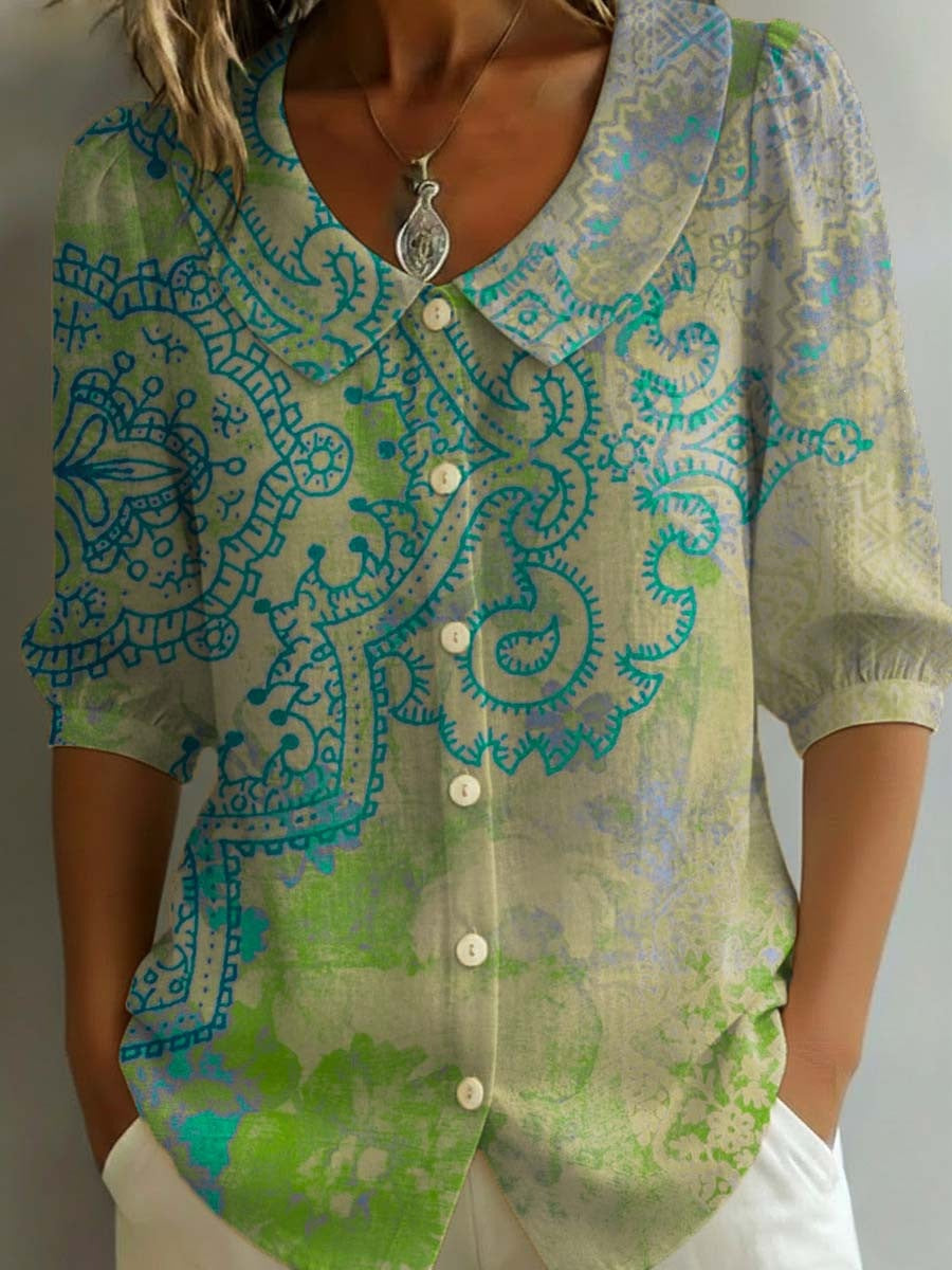Womens Casual Fashion Printed Short-sleeve Top