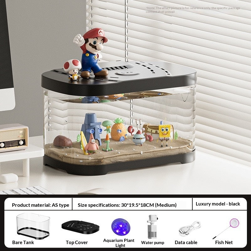 Transparent Plastic Fish Tank Aquarium Terrarium Decoration Office Ornamental Tank Pet Supplies