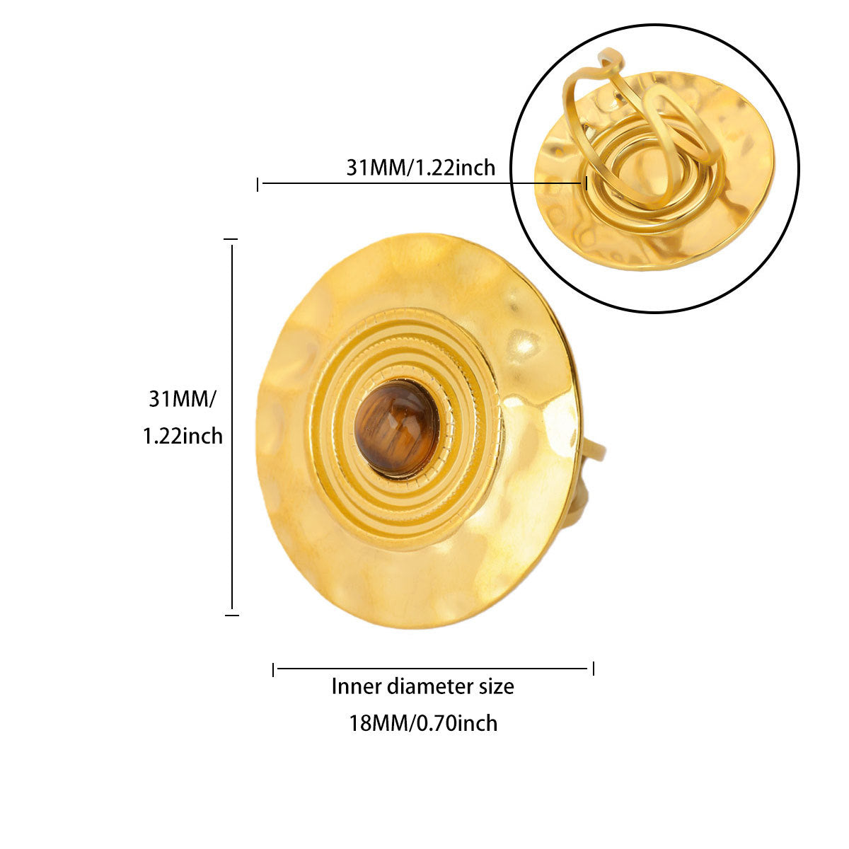 Elegant Temperament Geometric Ring Natural Stone 18K Gold Plated Decor