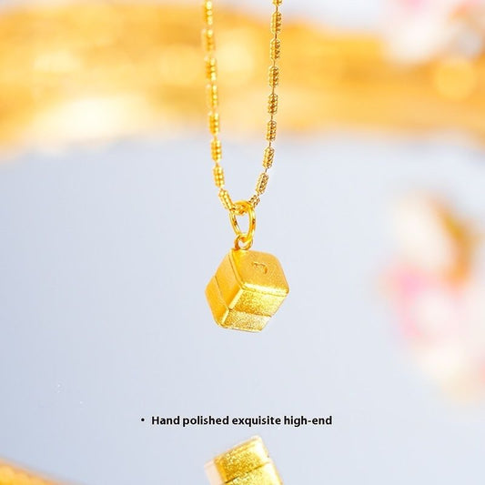 Alluvial Gold Diy Accessories Chinese Gold Ring Box Cube Sugar Pendant Necklace