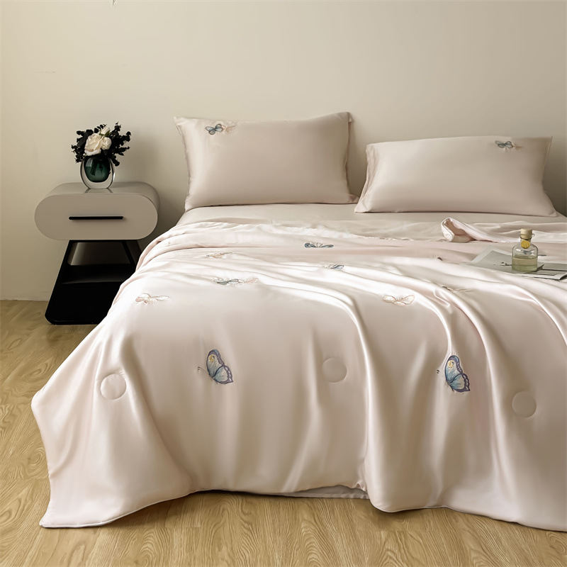 Tencel Embroidered Summer Air-conditioning Quilt Four-piece Set Viscose Cooling Thin Duvet