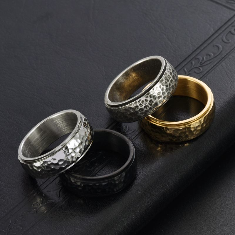 Hammer Pattern Personality Style Rotatable Ring Small Chinese Style Jewelry Accessories Ring