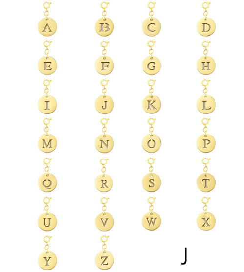 Titanium Steel Bracelet And Necklace Accessories 26-letter Charm Pendants Hand-polished In Gold