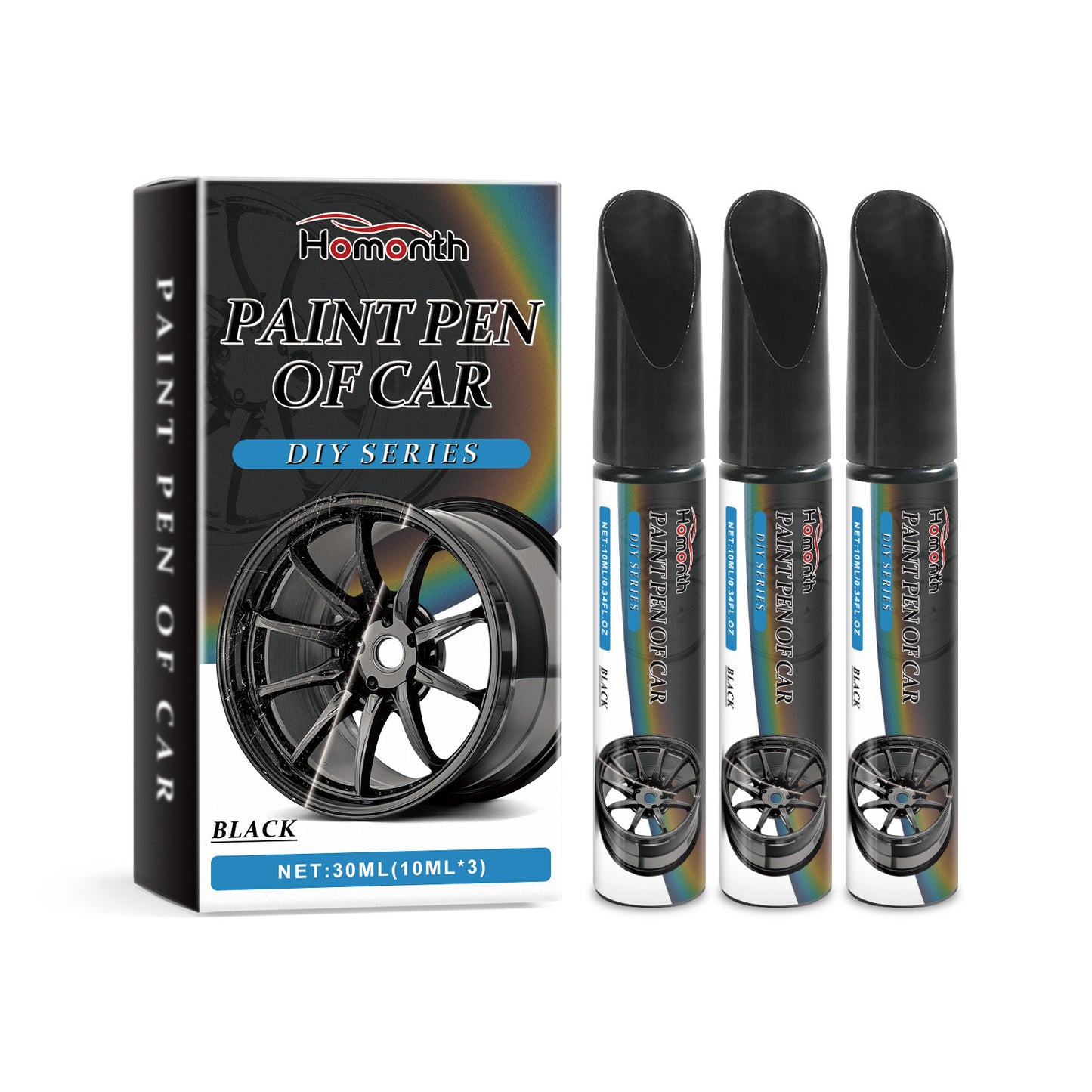 Homonth Black Car Wheel Scratch Care Pen - Car Paint Scratches Removal, Stain Repair, And Paint Touch-up Pen Cross-border
