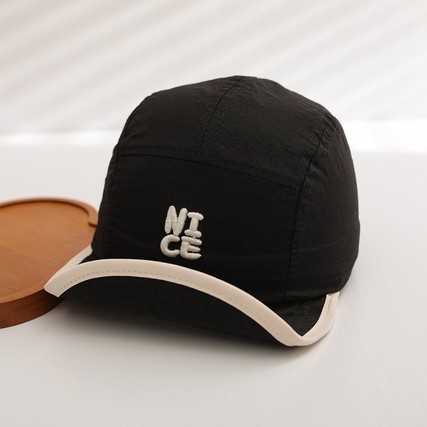 Light And Breathable, Quick-drying NICE Letter-stitched Five-panel Hat With Contrasting Edges And Casual Design For Children. Outdoor Breathable