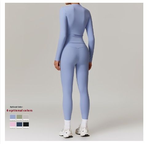 High Waist Wide Leg Yoga Clothes Slimming Long Sleeve Top Coat