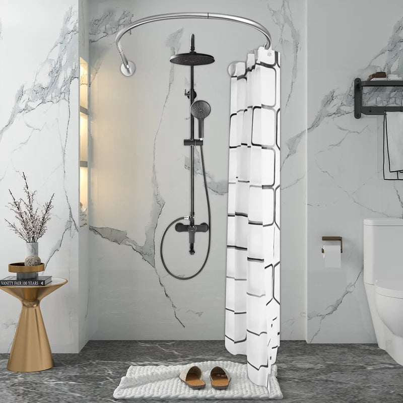 U Shape Shower Curtain Rod Retractable 0.9-1.3m Home Balcony Shower Room Shower Rod Curtain Bathroom Shower