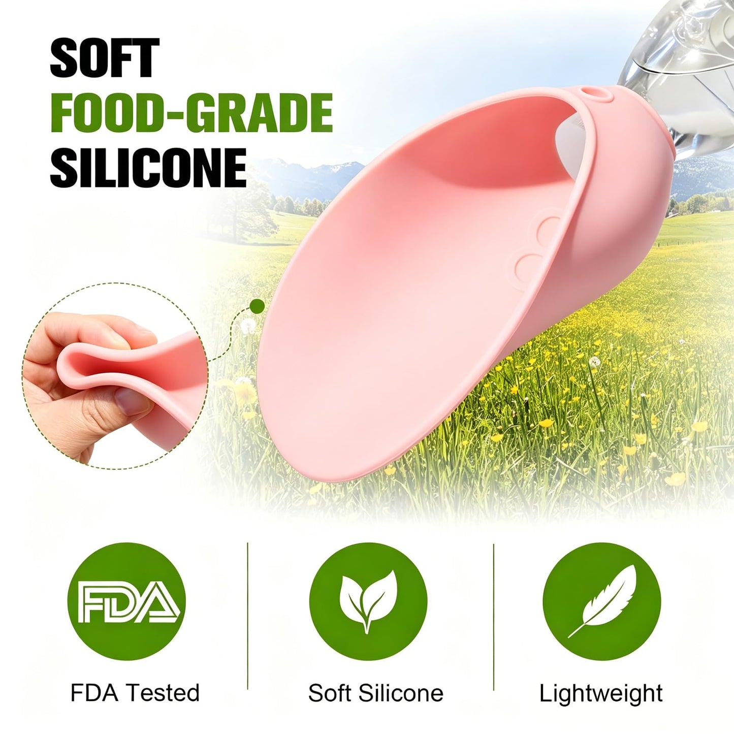Portable Dog Water Bottle Attachment, Slip-On Pet Water Bowl For Walks  Silicone Dog Drink Dispenser, Fits Standard Water Bottles,Ideal For Daily Walks & Travel, Quick Rinse & Easy Setup