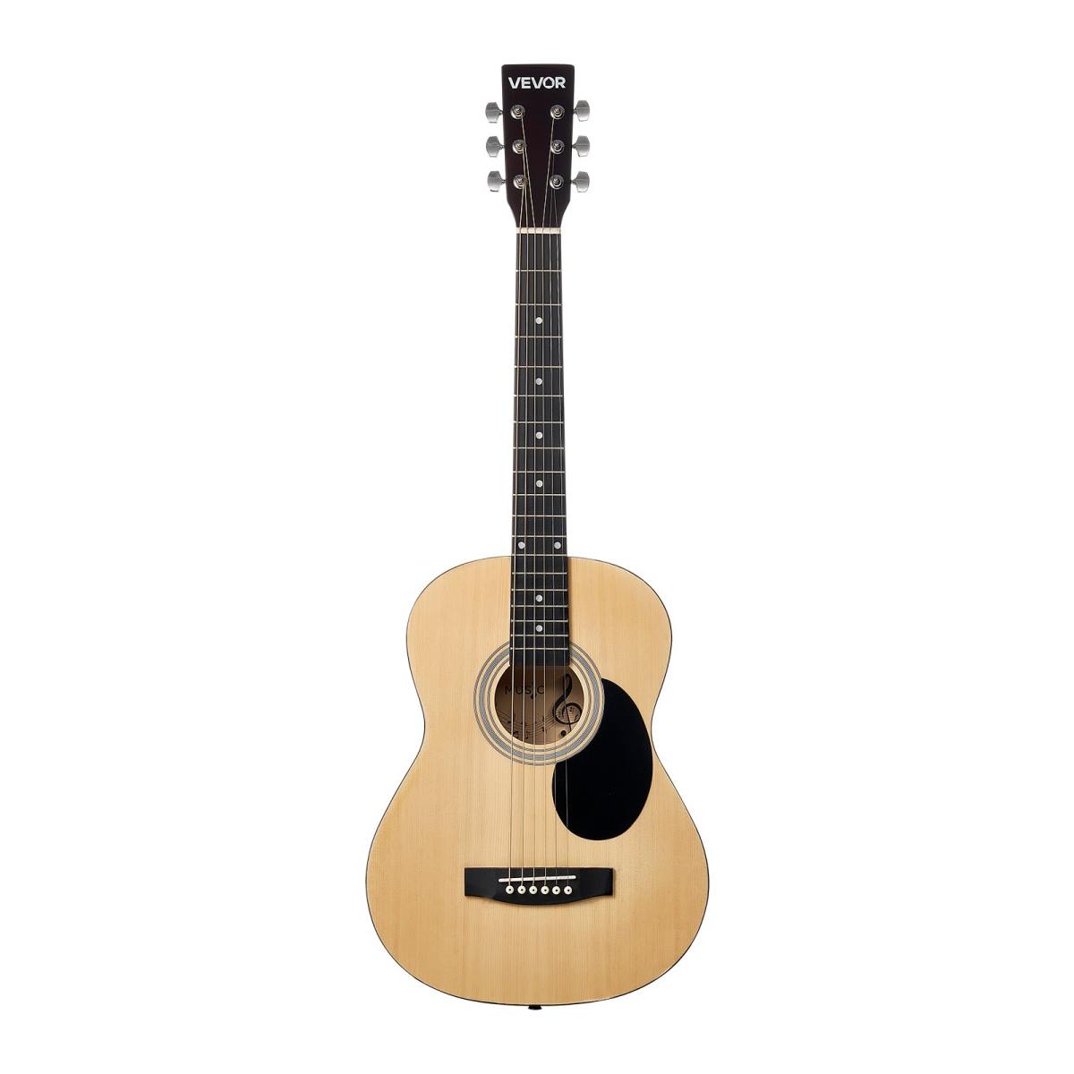 Dreadnought Acoustic Guitar, 39 In, 6-String Natural Solid Spruce Top Guitar, Portable Bundle With Gig Bag, Tuner, Strap, Steel Strings, Picks, Capo, Rosewood Fingerboard, For Beginner Adults