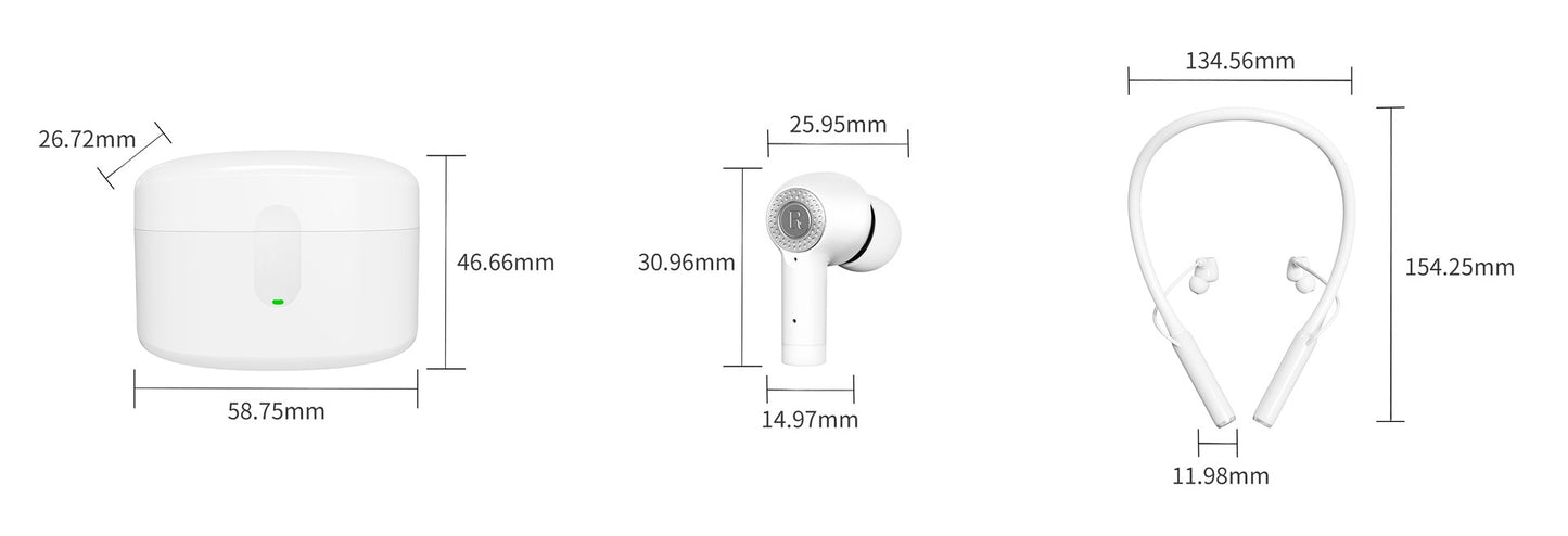 Plastic In-ear Bluetooth Headset Wireless Sports Halter ANC Active Noise Reduction Ultra-long Life Battery