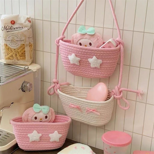 Wall-mounted Three-basket Storage Basket For Dorm Rooms