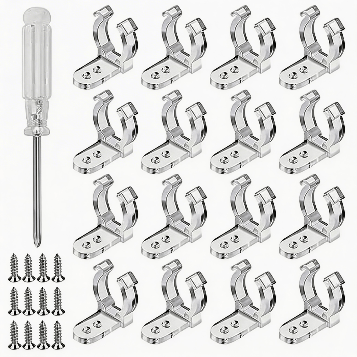Transparent Phillips-head Screwdrivers With 100 String Light Clips And 200 Mounting Screws For Festive Decorations—Party Accessories Set