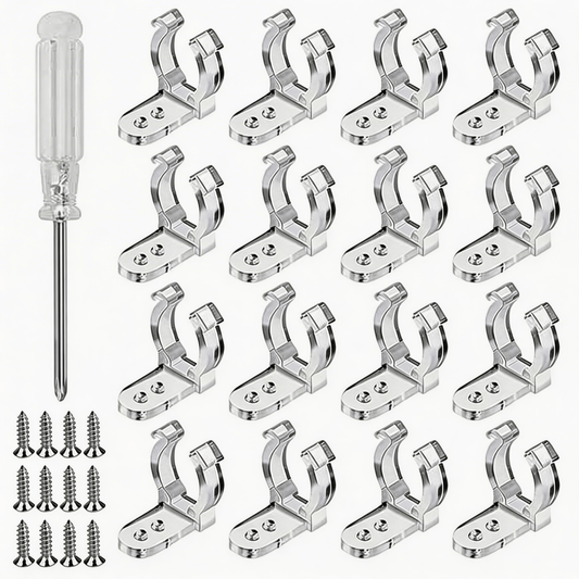 Transparent Phillips-head Screwdrivers With 100 String Light Clips And 200 Mounting Screws For Festive Decorations—Party Accessories Set
