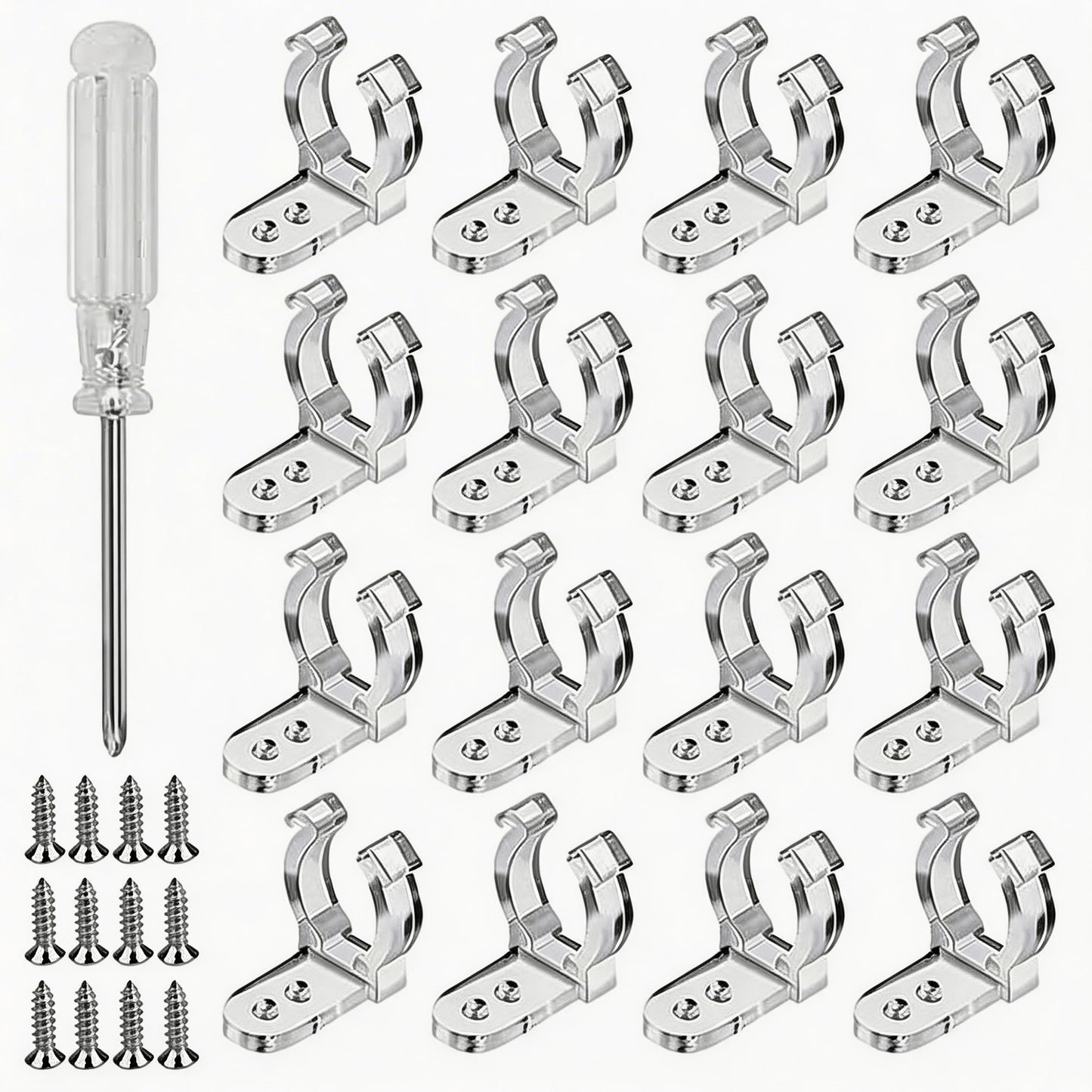 Transparent Phillips-head Screwdrivers With 100 String Light Clips And 200 Mounting Screws For Festive Decorations—Party Accessories Set
