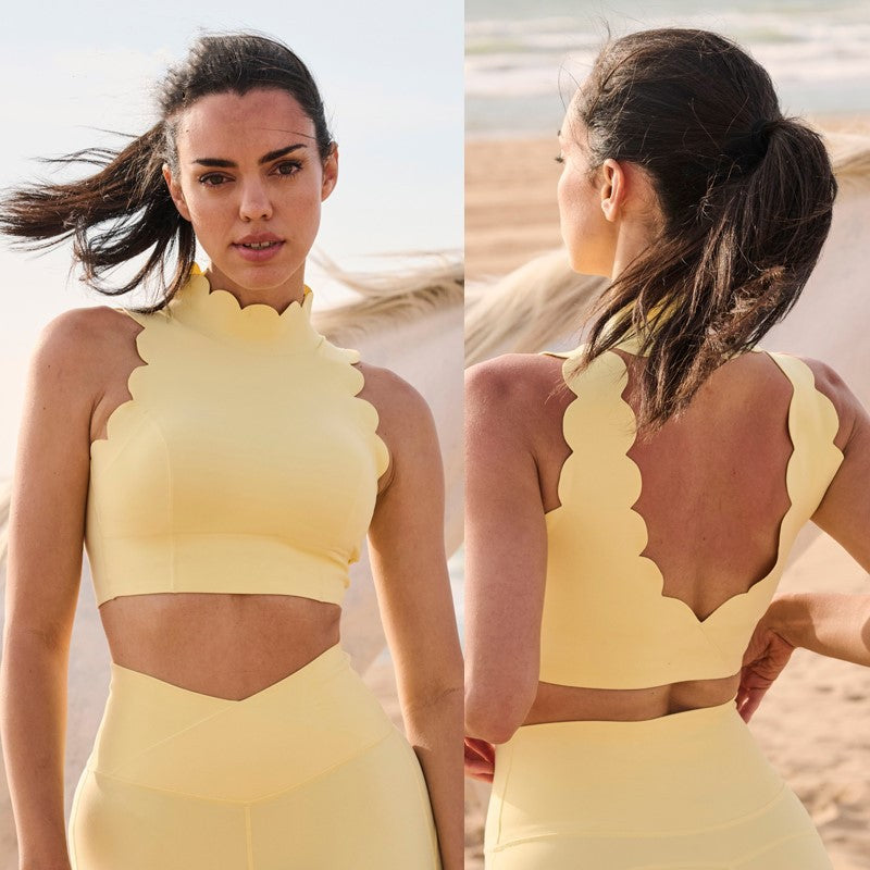 Halter Sleeveless Yoga Bra Lace Thick Shoulder Strap Beauty Back