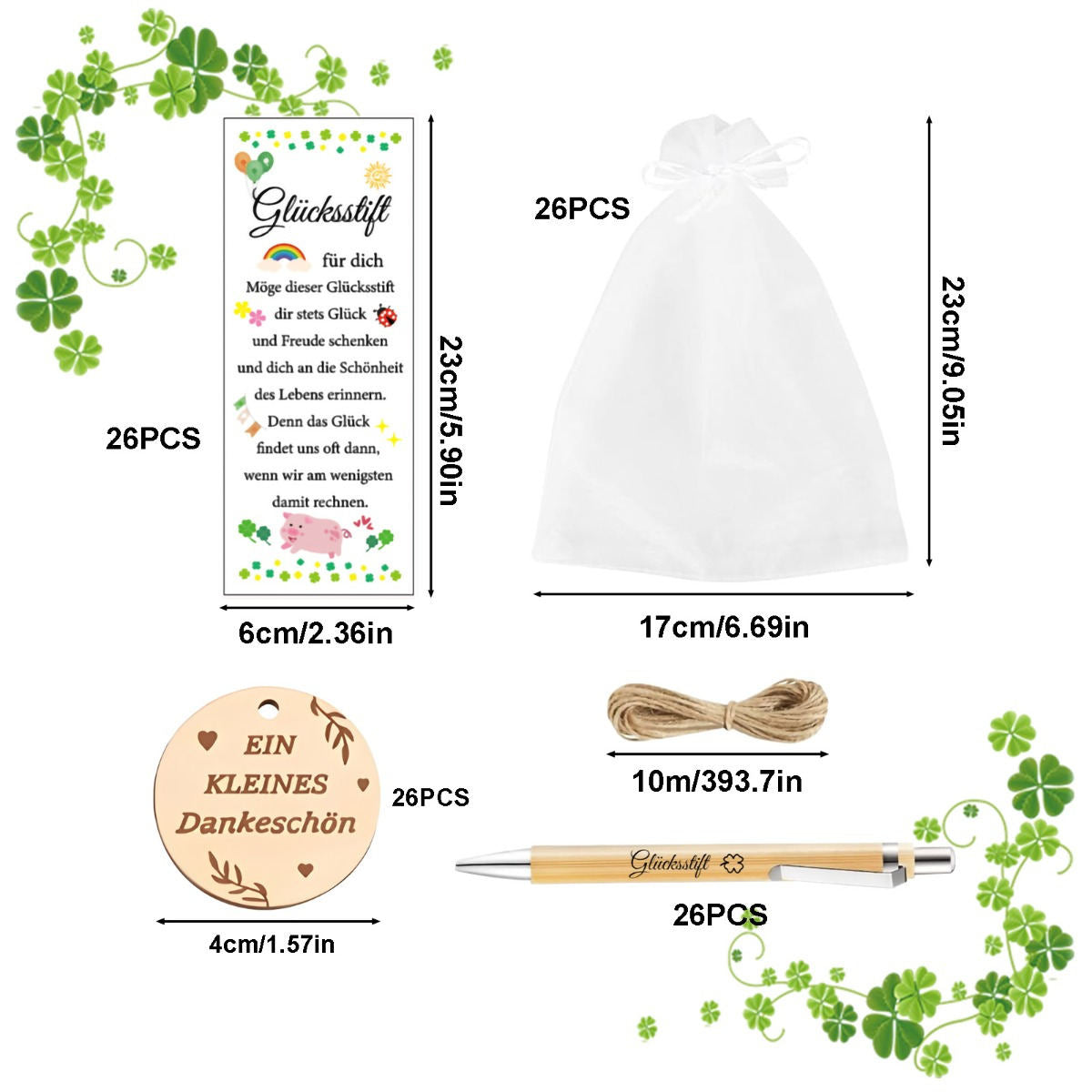 Multi-piece Party Gift Sets—105 “Lucky Pen” Farewell Gifts—enough For 26 Farewell Gift Sets For Coworkers, Including Lucky Pens, Cards, And Keepsakes