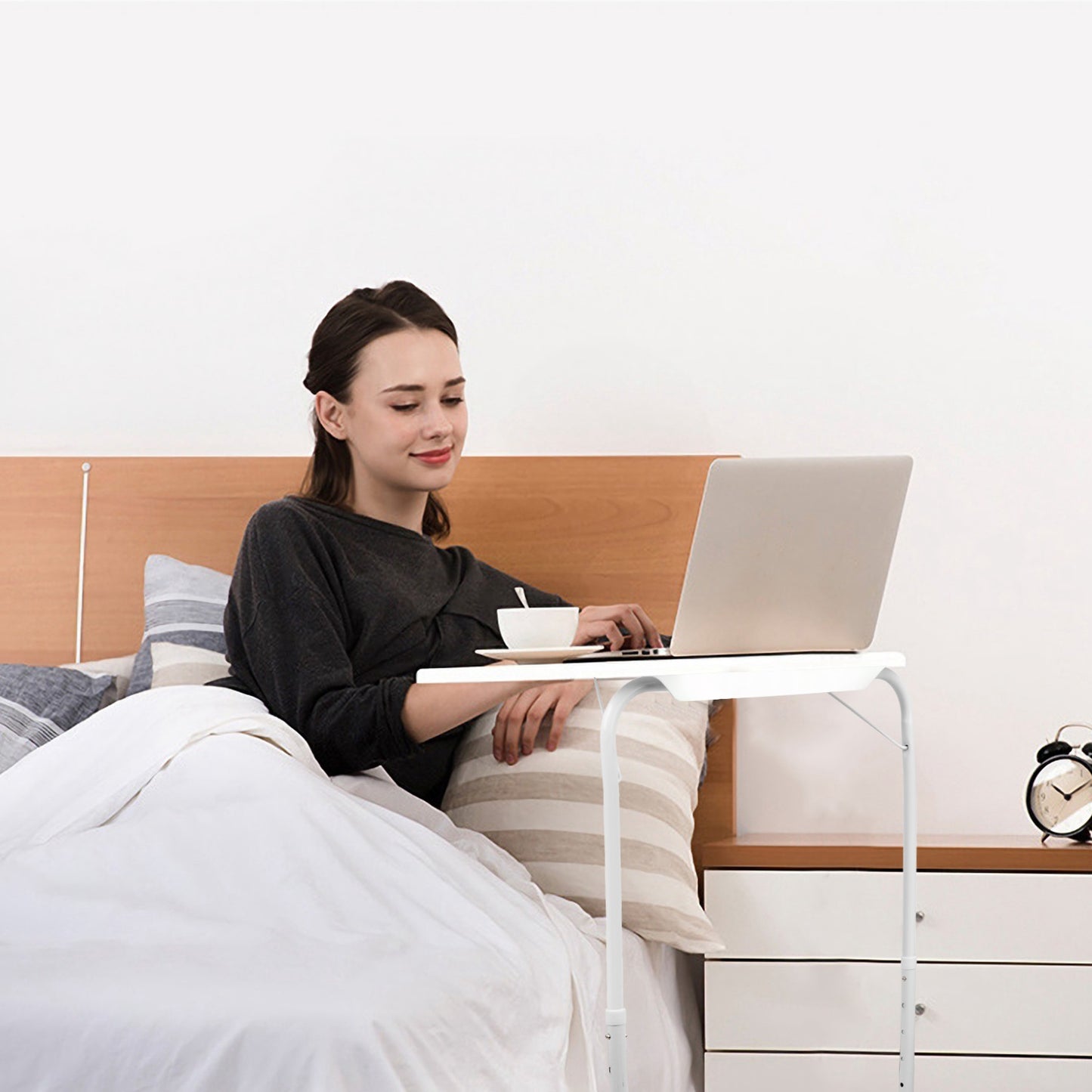 1Pc Foldable Tray Table Portable Sofa TV Tray 6 Heights 3 Angles Laptop Desk Adjustable Eating Dinner Coffee For Bed Dorm Home