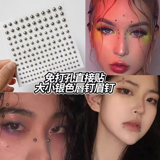 DIY Eye Makeup No-punch-hole Drill Spicy Girl Lip Stud Nose And Eyebrow Stud Stickers