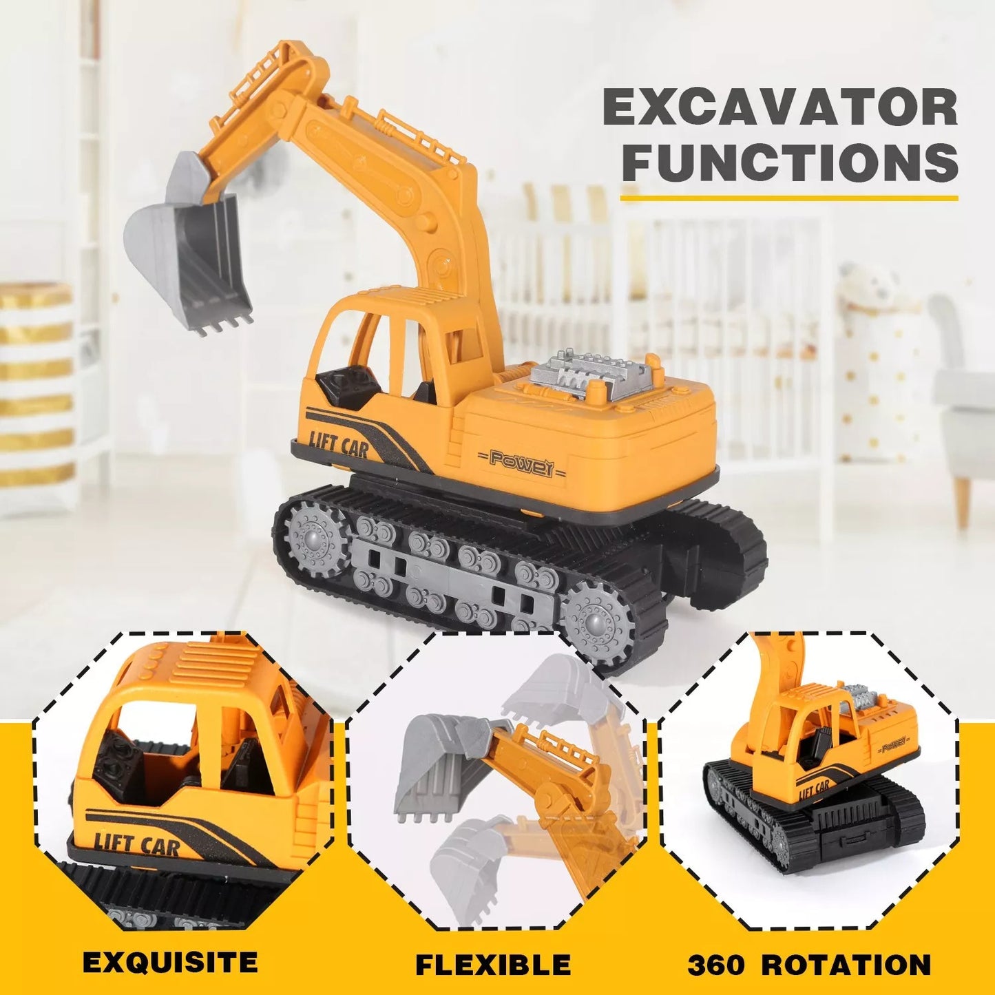 Jiakora  Construction Vehicles Toys Set With 32 27 Inches Play Mat,Toy Gift Kid