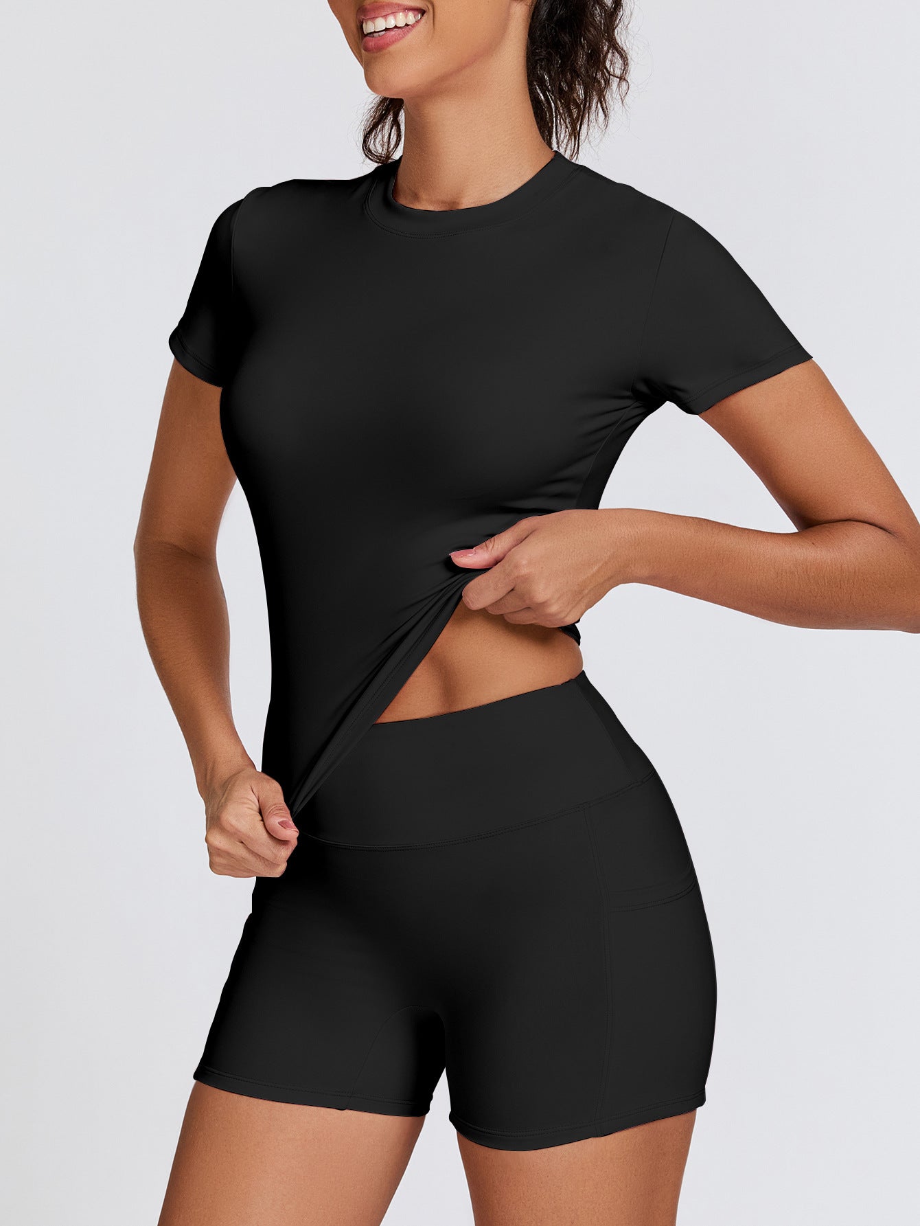 Womens Tight-Fit High-Elastic Yoga Set Outdoor Running Fitness Two-Piece Separates