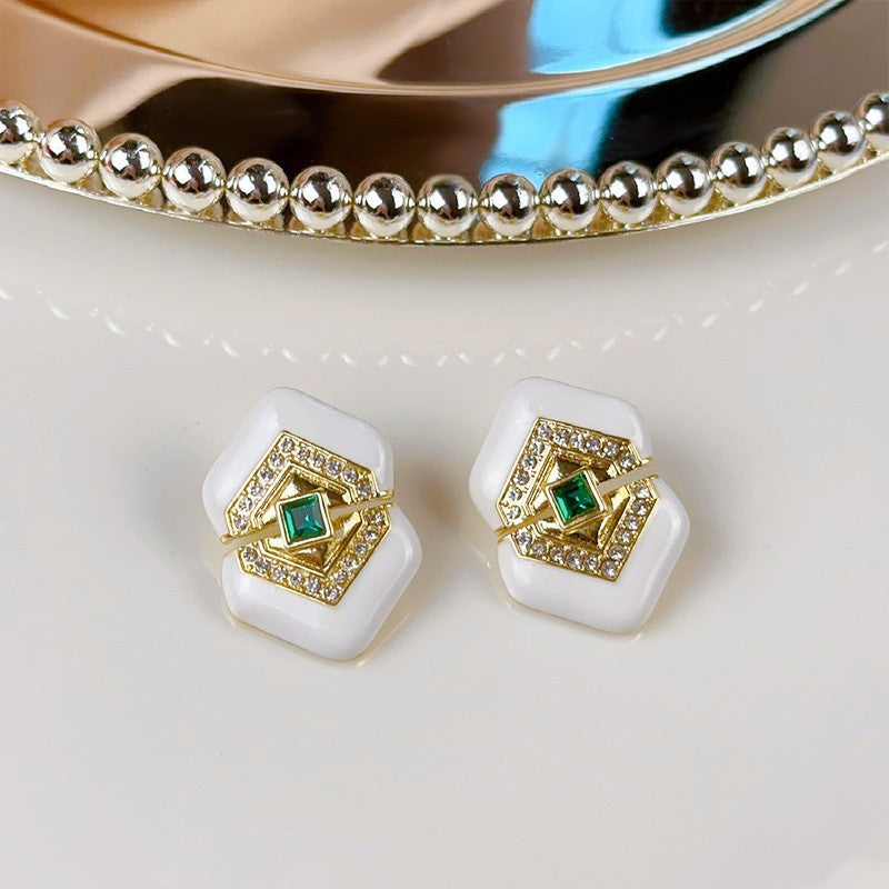 Vintage Niche Floral Earrings - Enamel Retro Premium Studs, Light Luxury High-End Versatile Ear Jewelry