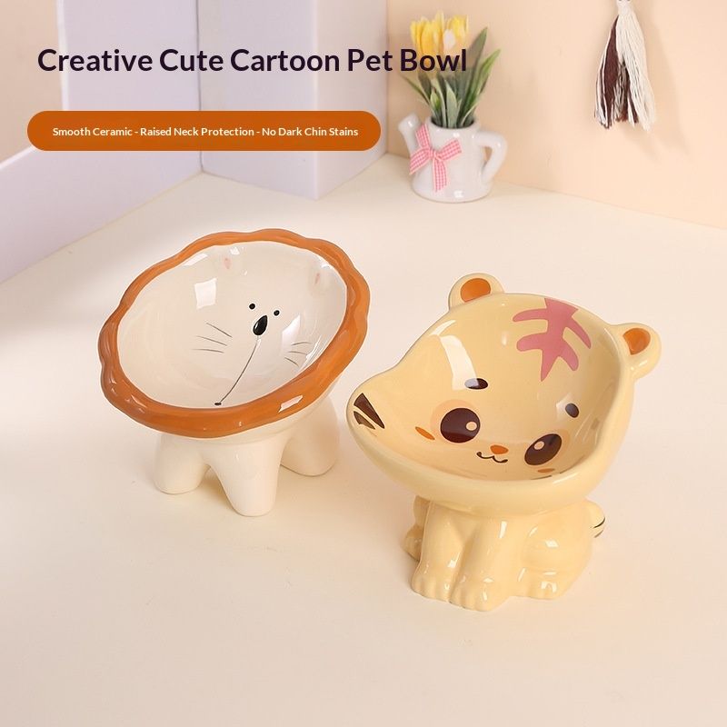 Cute Cartoon Lion Pet Bowl, Ceramic