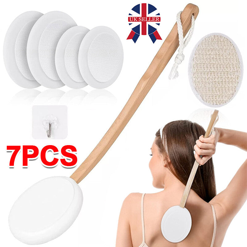 7PCS Back Cream Applicator Lotion Applicator For 2 In 1 Body Brush Beech Handle