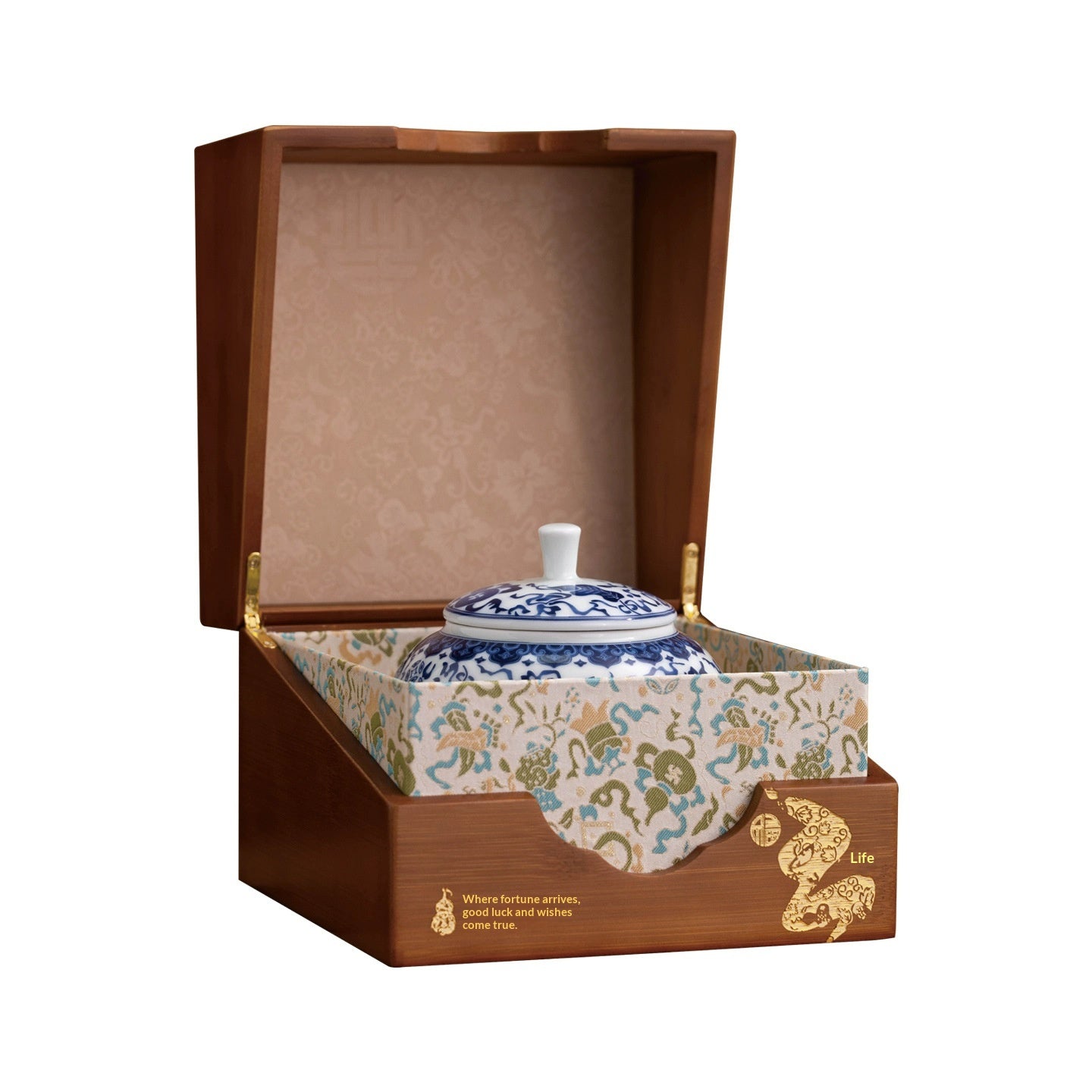 Lucky Bamboo Box Ceramic Jar Packaging Empty Universal Tea Packaging Box