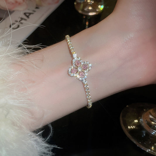 Round Circle Cubic Zirconia Slider Bracelet Retro Ins Luxury Exquisite Bangle Dainty Fashion Jewelry